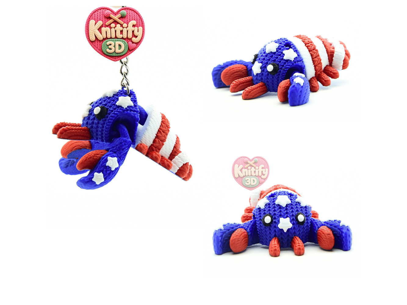 Knitify3D-Knitted July 4th Patriotic Lobster Articulated Keychain_02.png